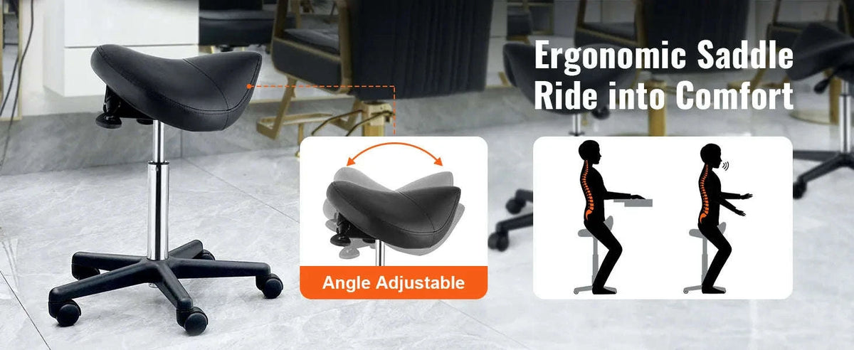 Ergonomic Saddle Stool with 5 Swivel Casters and Adjustable Height-CZECH REPUBLIC