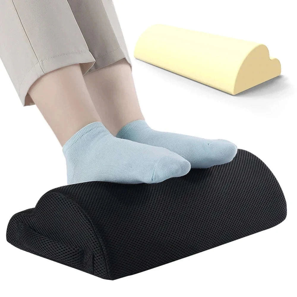 Ergonomic Under-Desk Foot Rest with Memory Foam Support-Water droplet-Black