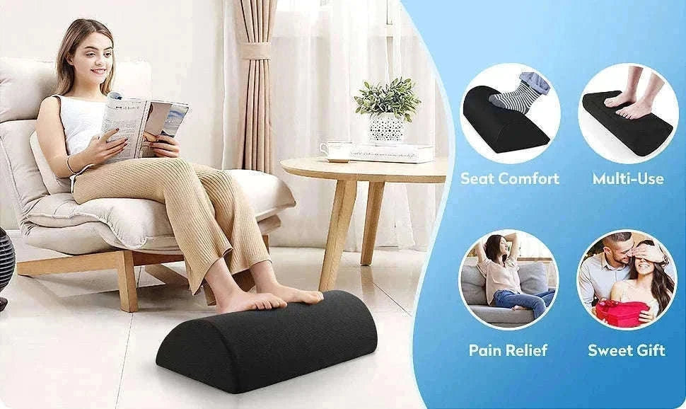 Ergonomic Under-Desk Memory Foam Foot Rest Support-Water droplet-Black