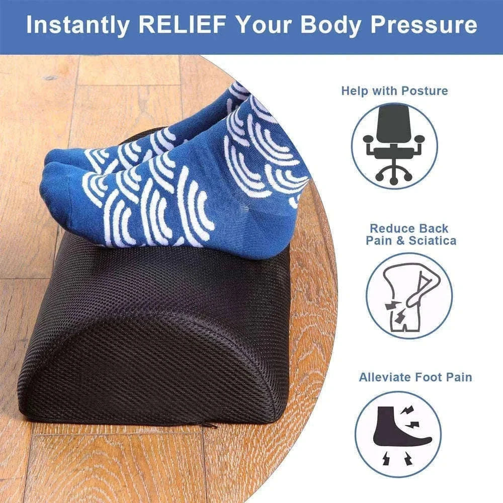 Ergonomic Under-Desk Memory Foam Foot Rest Support-Water droplet-Black