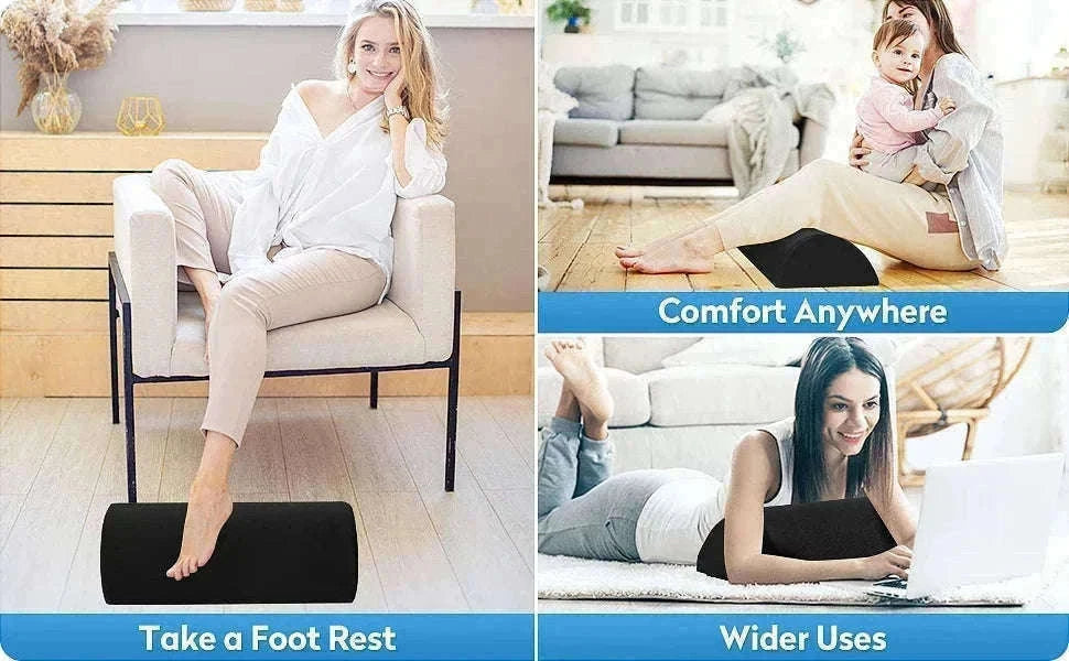 Ergonomic Under-Desk Memory Foam Foot Rest Support-Water droplet-Black