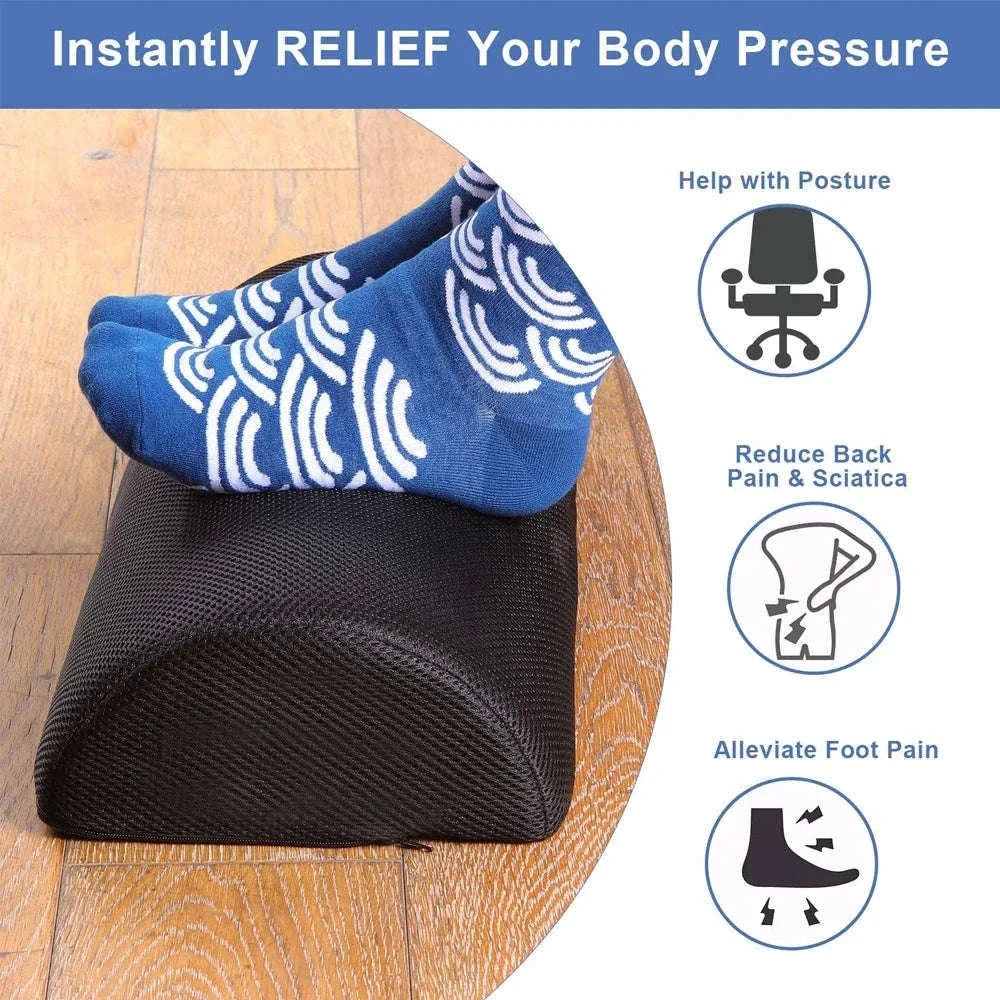 Ergonomic Under-Desk Memory Foam Foot Rest Support-Water droplet-Black