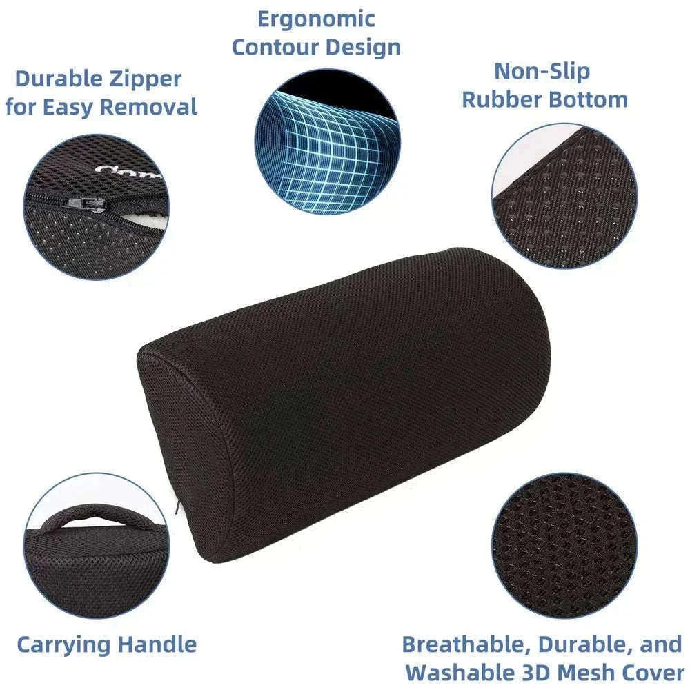 Ergonomic Under-Desk Memory Foam Foot Rest Support-Water droplet-Black