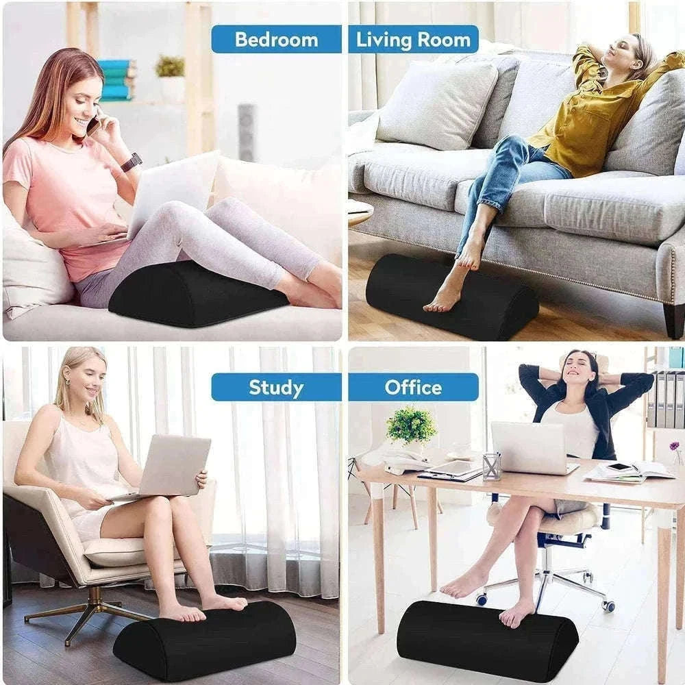 Ergonomic Under-Desk Memory Foam Foot Rest Support-Water droplet-Black