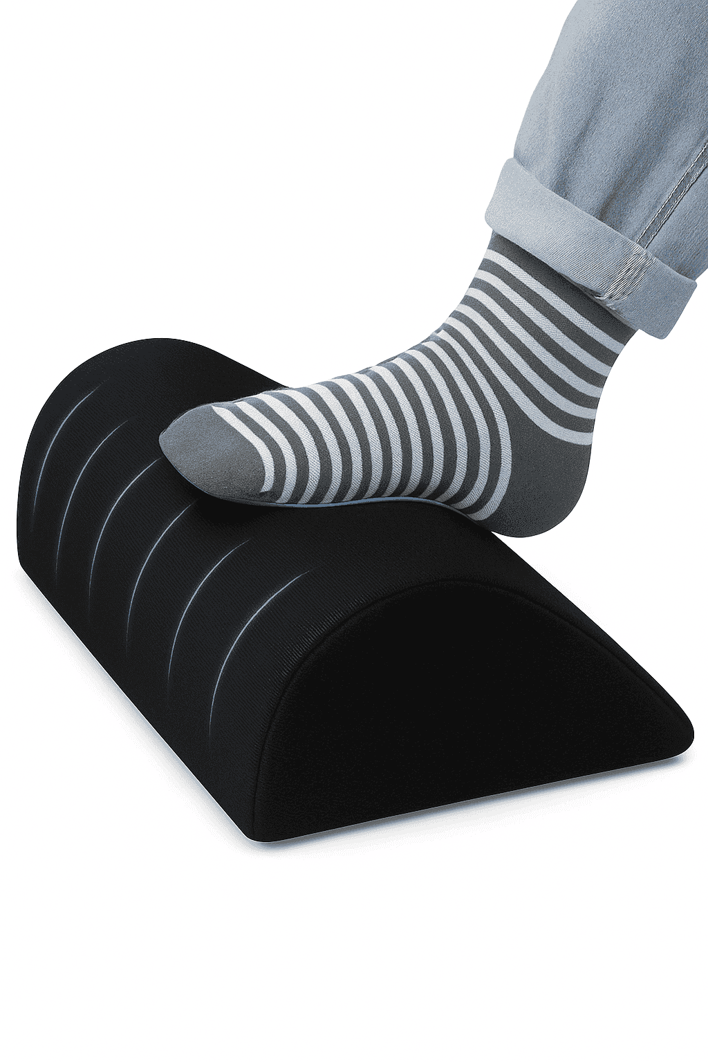 Ergonomic Under-Desk Memory Foam Foot Rest Support-Water droplet-Black