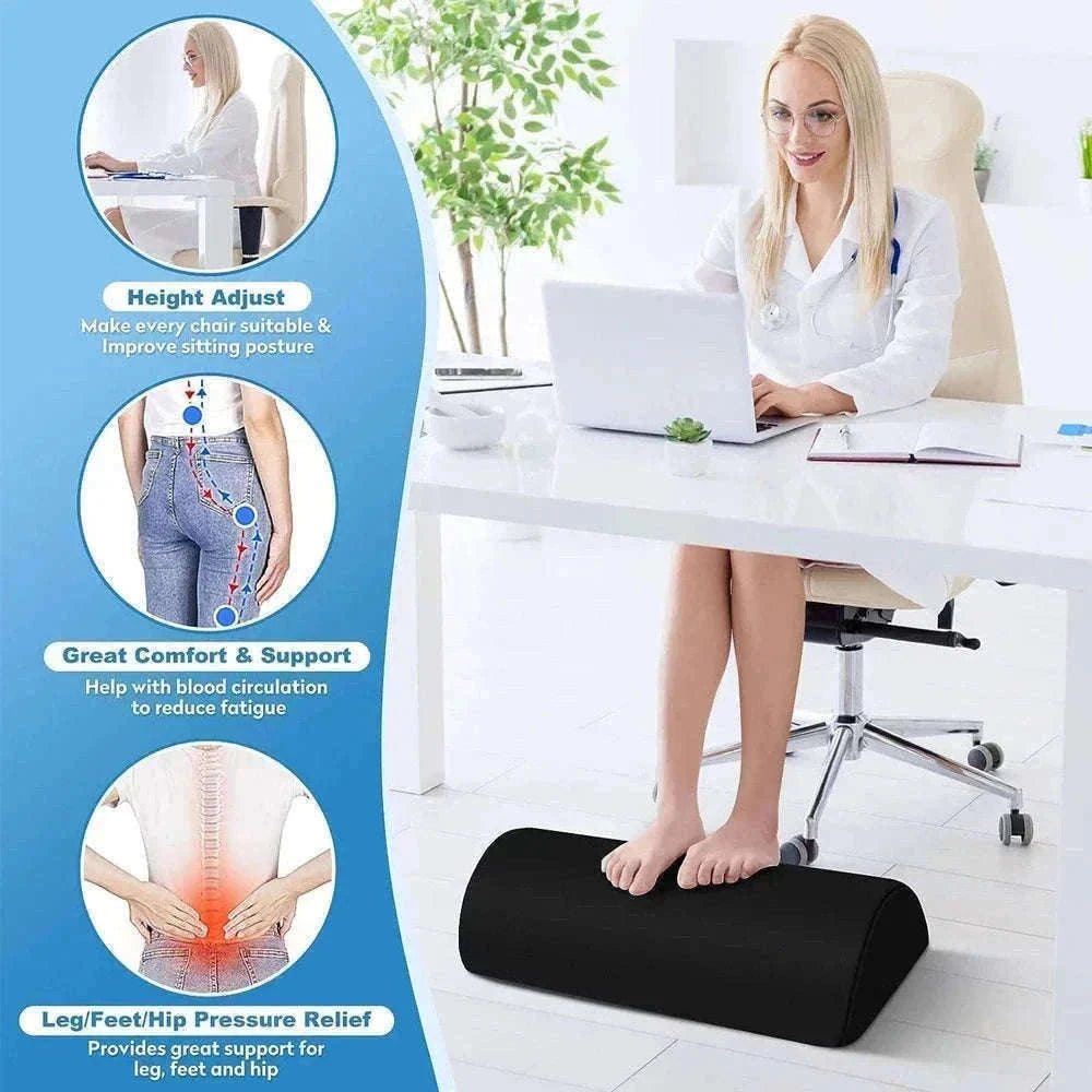 Ergonomic Under-Desk Memory Foam Foot Rest Support-Water droplet-Black