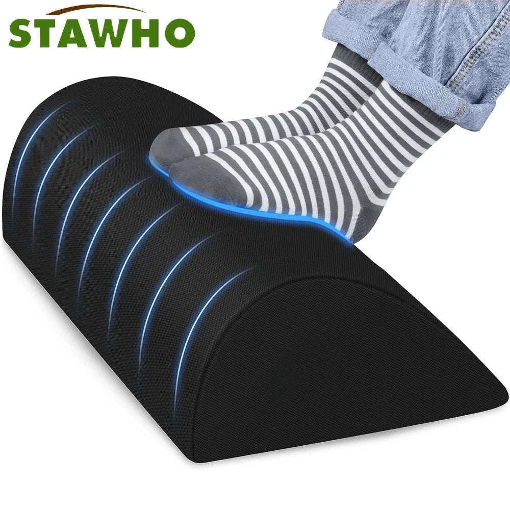 Ergonomic Under-Desk Memory Foam Foot Rest Support-Water droplet-Black