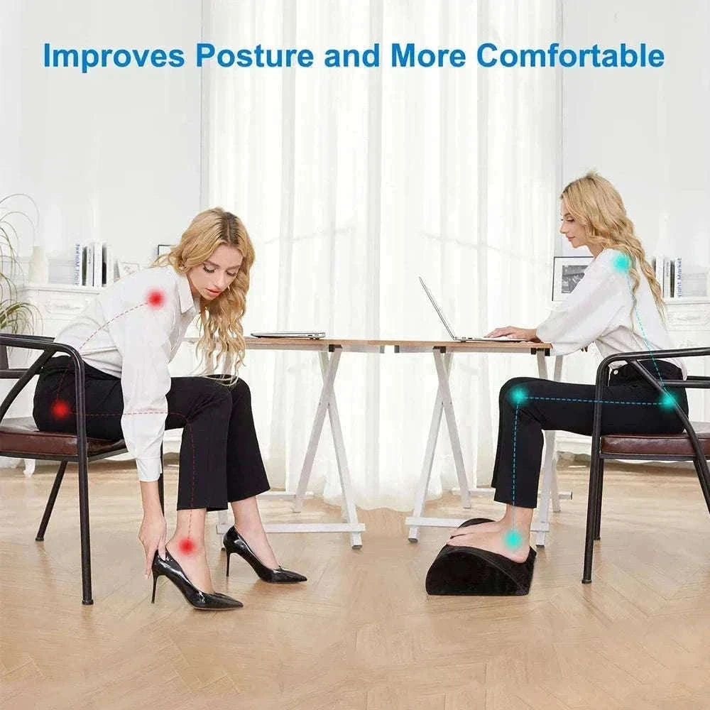 Ergonomic Under-Desk Memory Foam Foot Rest Support-Water droplet-Black