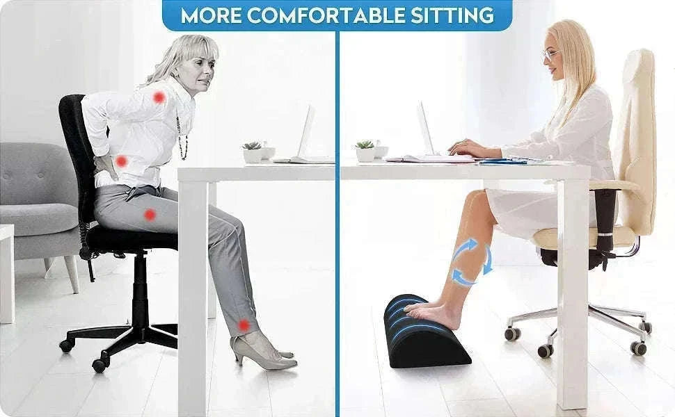 Ergonomic Under-Desk Memory Foam Foot Rest Support-Water droplet-Black