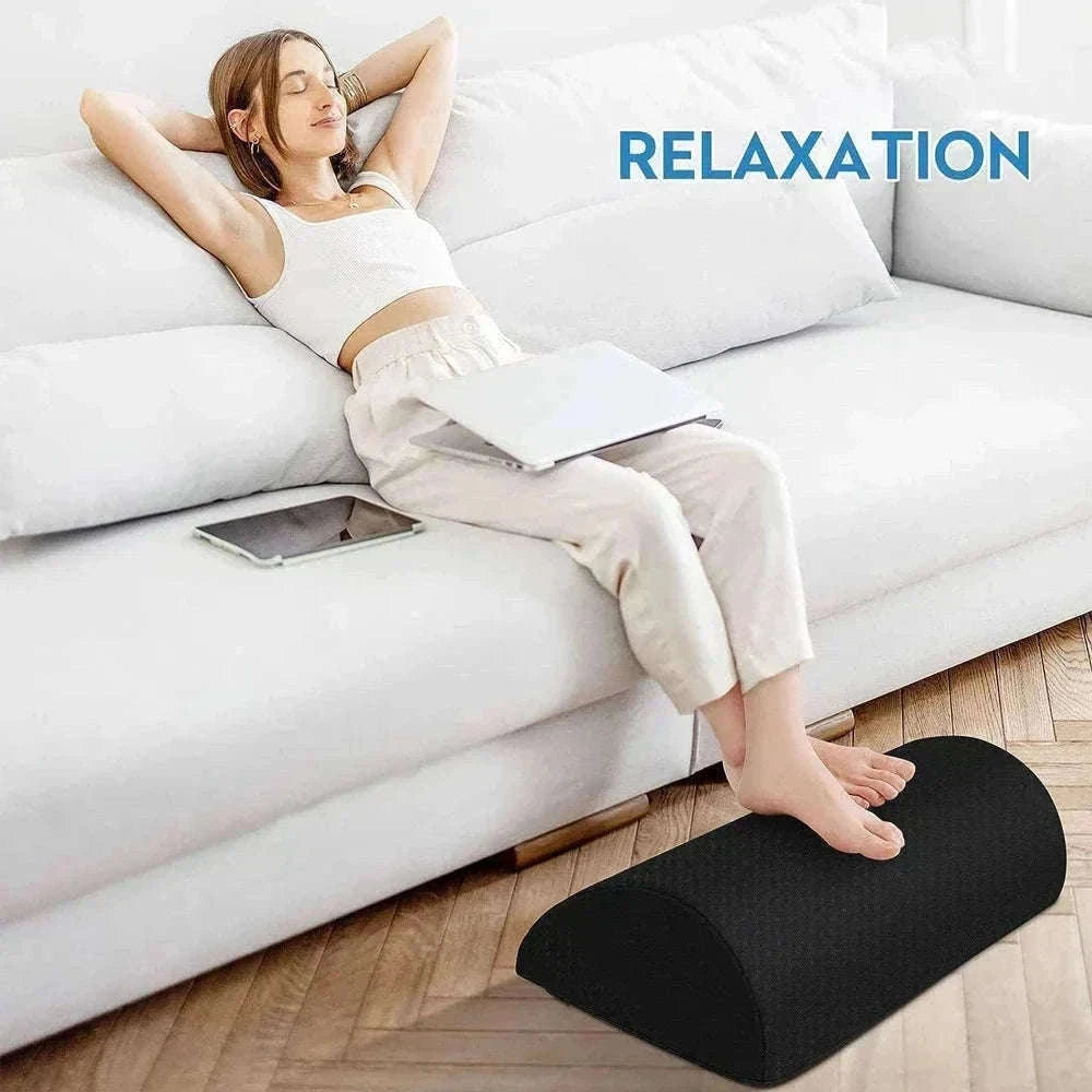 Ergonomic Under-Desk Memory Foam Foot Rest Support-Water droplet-Black