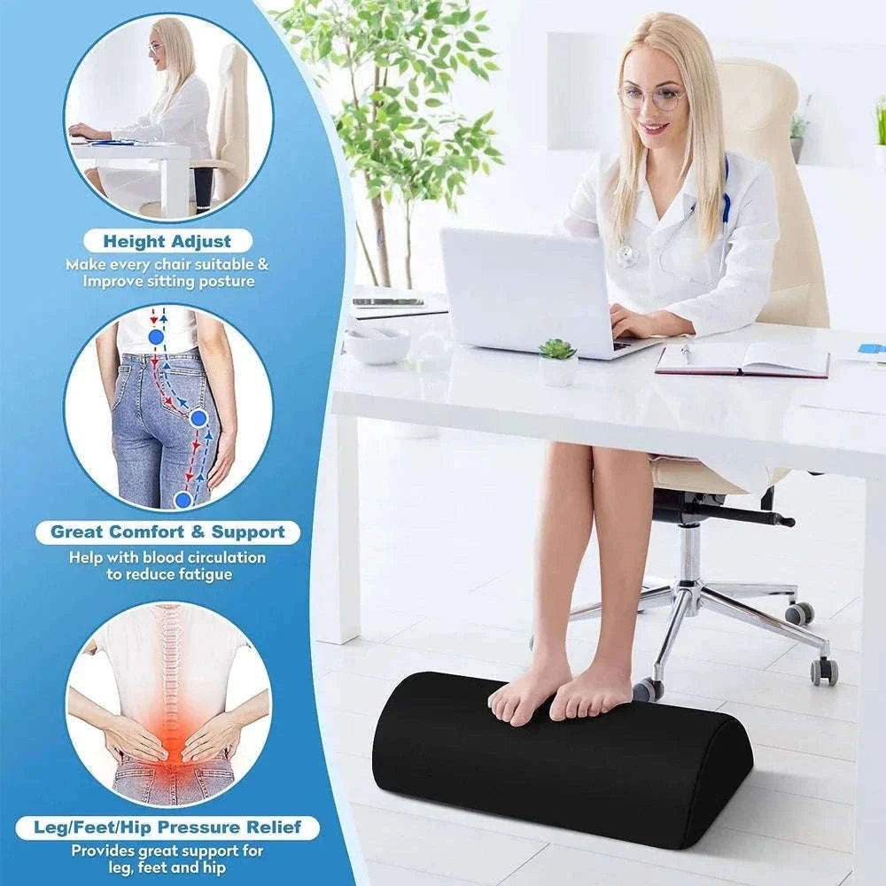 Ergonomic Under-Desk Memory Foam Foot Rest Support-Water droplet-Black