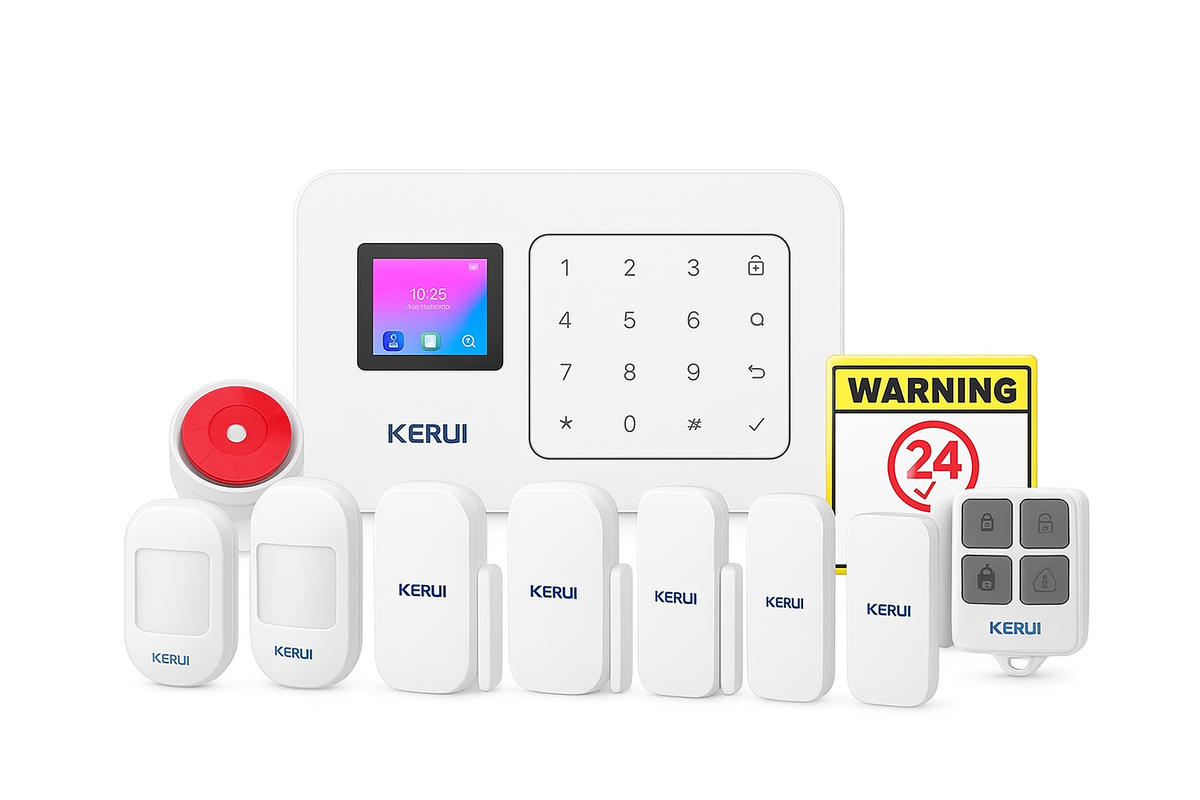 ES Delivery KERUI Home Alarm WiFi GSM Alarm Sytem Works with Tuya Smart 433mhz Home Security Protection Alexa PIR Motion Sensor