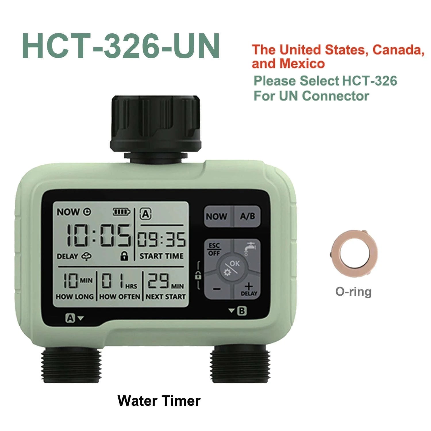 Eshico HCT-326 2-Outlet Water Timer for Precise Outdoor Irrigation-HCT-326-UN / United States