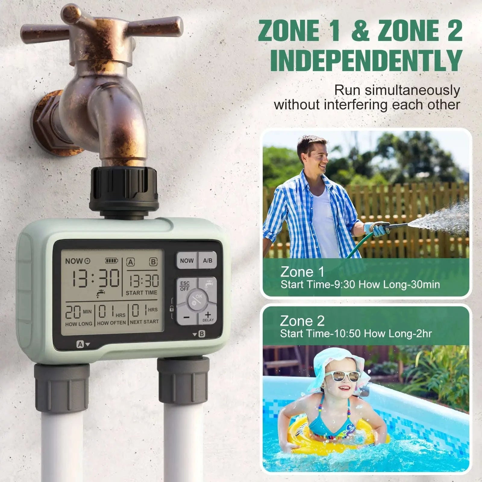 Eshico HCT-326 2-Outlet Water Timer for Precise Outdoor Irrigation-HCT-326-UN / United States