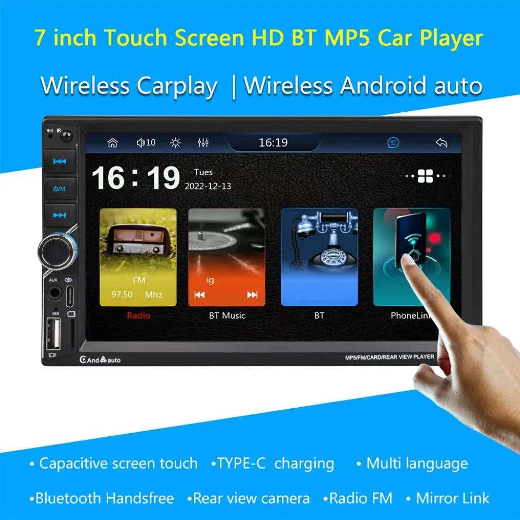 ESSGOO 7 Inch Car Radio with CarPlay & Android Auto-7 inch 12 LED Mic / UNITED KINGDOM
