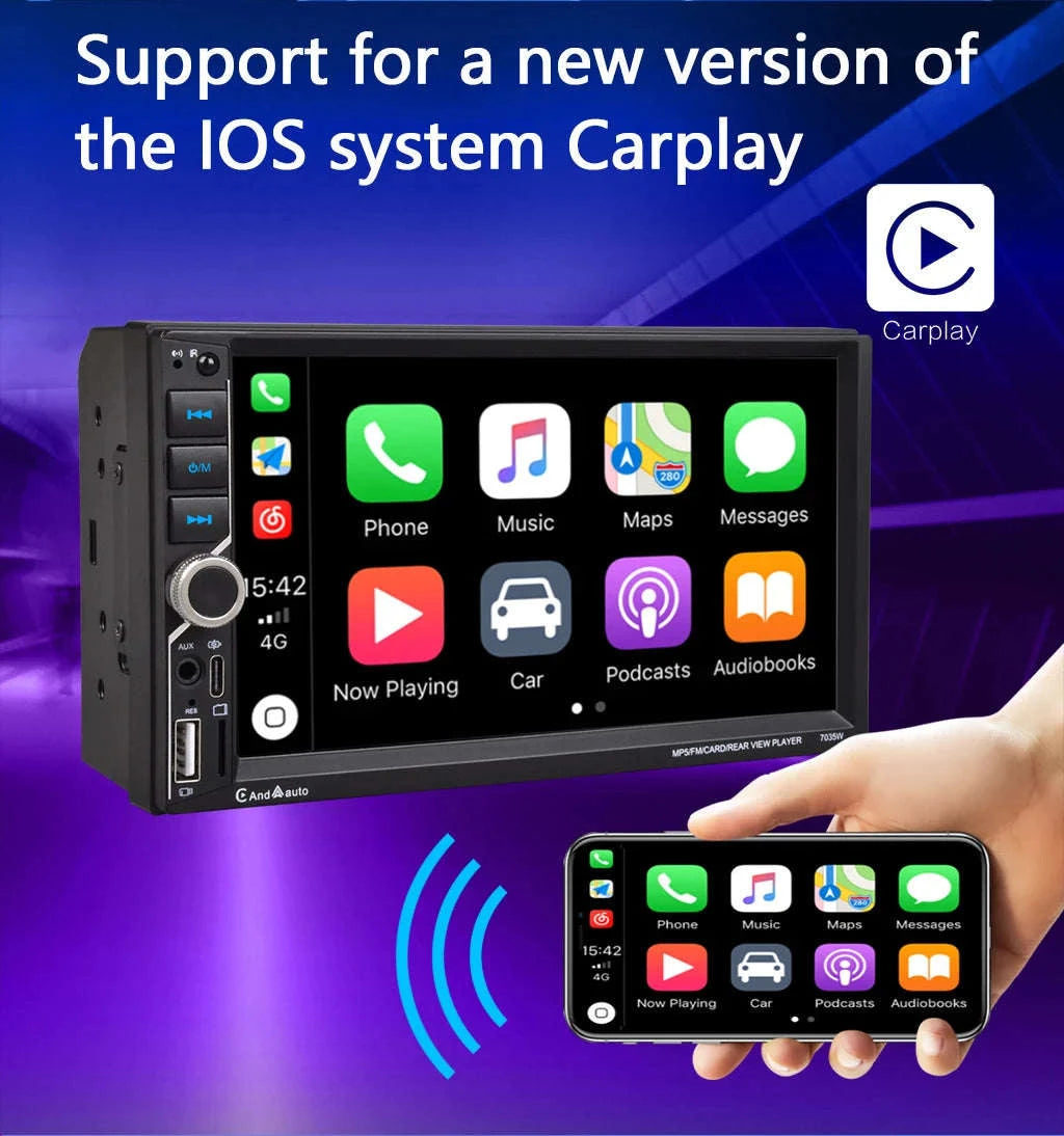 ESSGOO 7 Inch Car Radio with CarPlay & Android Auto-7 inch 12 LED Mic / UNITED KINGDOM