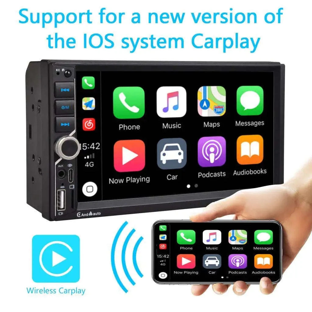 ESSGOO 7 Inch Car Radio with CarPlay & Android Auto-7 inch 12 LED Mic / UNITED KINGDOM