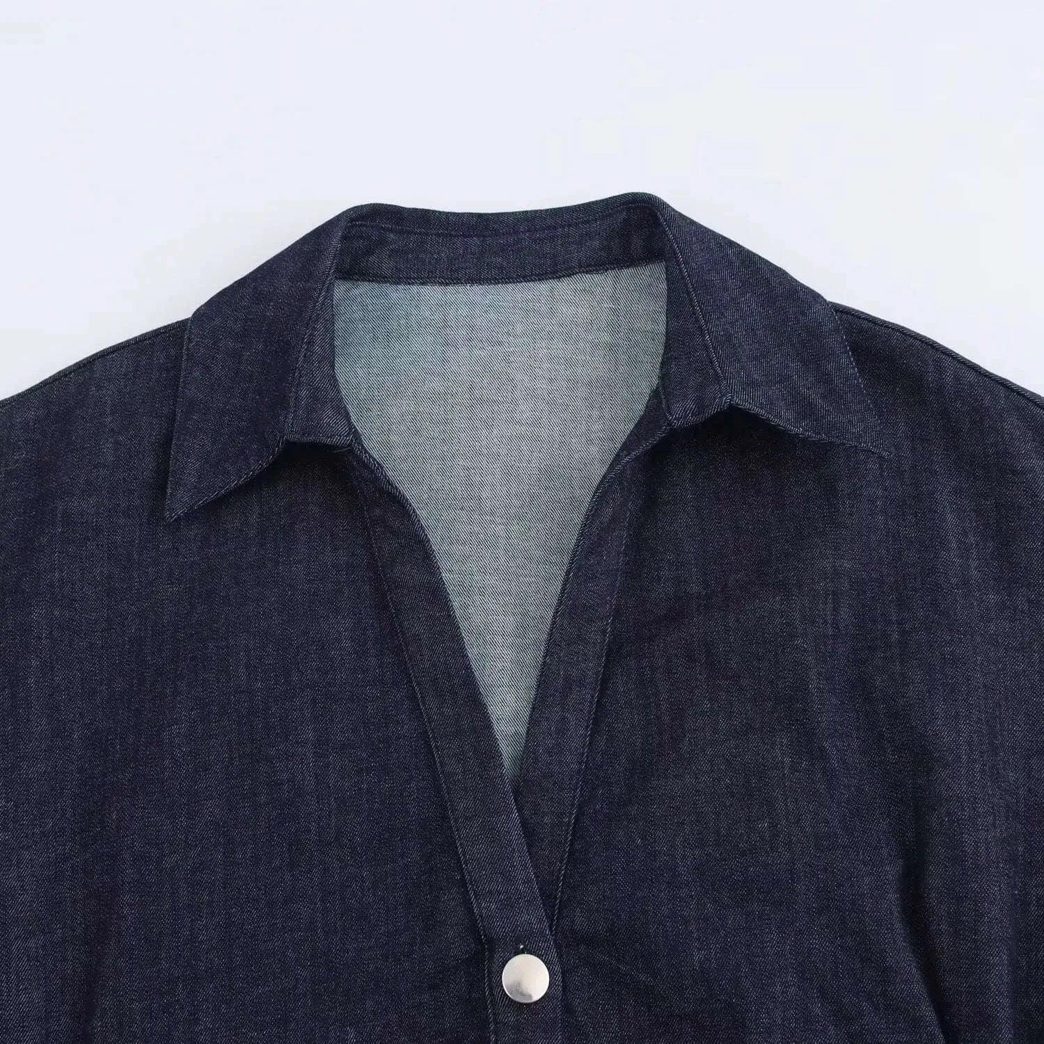 ETJ 2025 Spring Denim Dress-Navy Blue / L