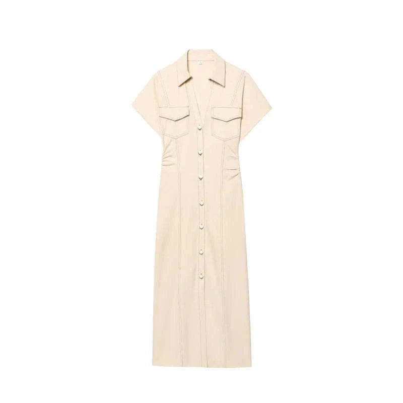 ETJ 2025 Spring Denim Dress-Navy Blue / L