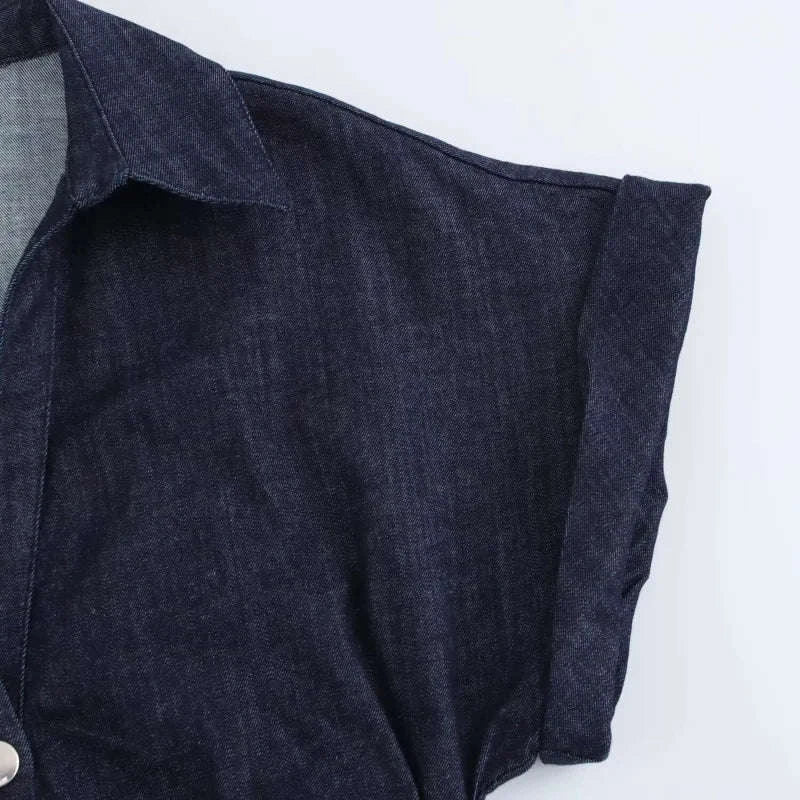 ETJ 2025 Spring Denim Dress-Navy Blue / L