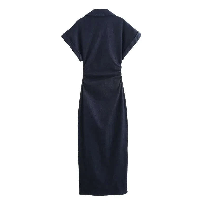 ETJ 2025 Spring Denim Dress-Navy Blue / L