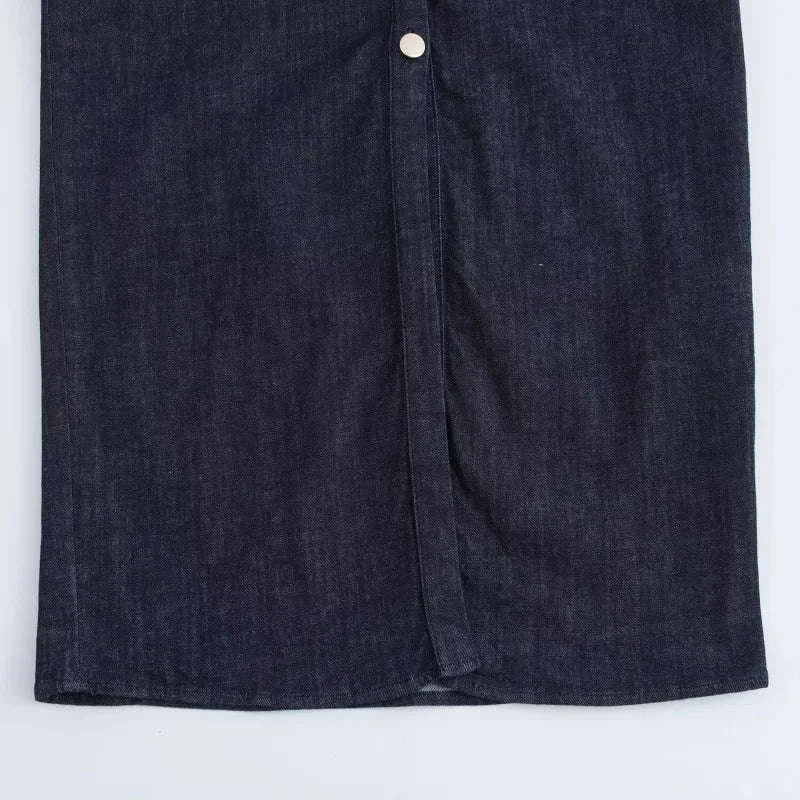 ETJ 2025 Spring Denim Dress-Navy Blue / L