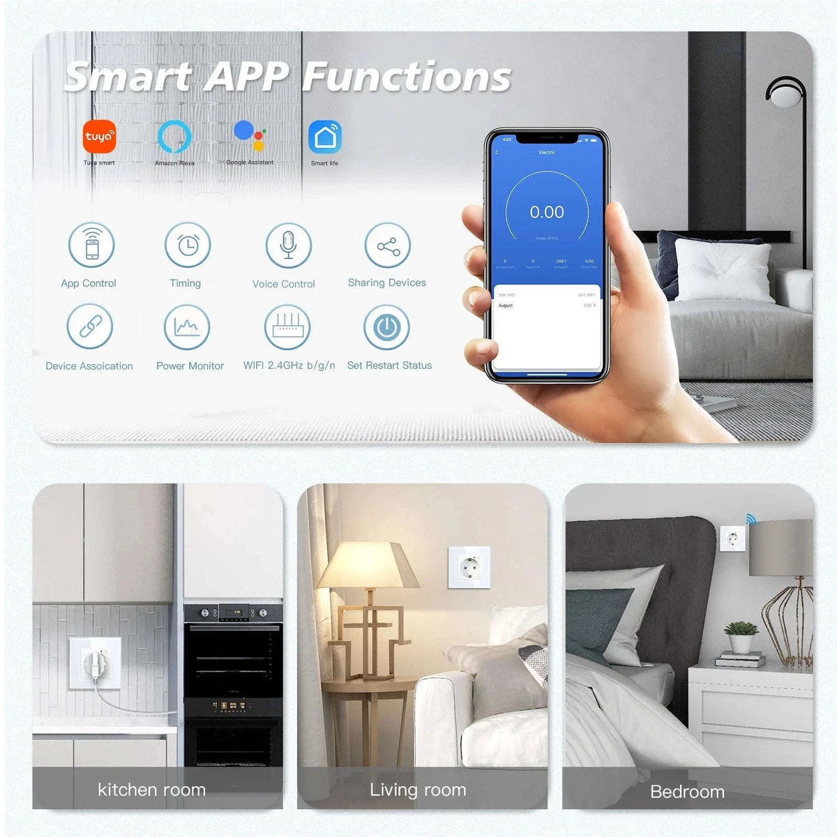 EU 16A Wall Power Socket with Glass Panel (110–250V)-Black 2Monitor Stock / EU / China Mainland