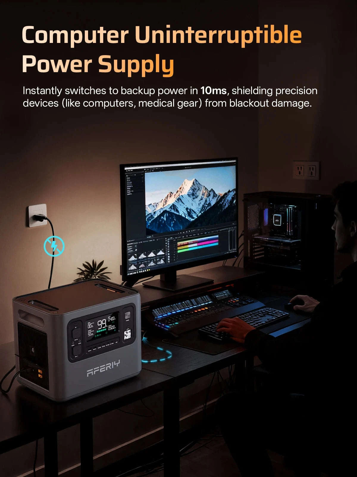 EU STOCK AFERIY P280 Portable Emergency Power Station 2800W 2048Wh LiFePO4 Solar Generator for Home Backup Outdoor Camping RV-AF-P280 / EU PLUG