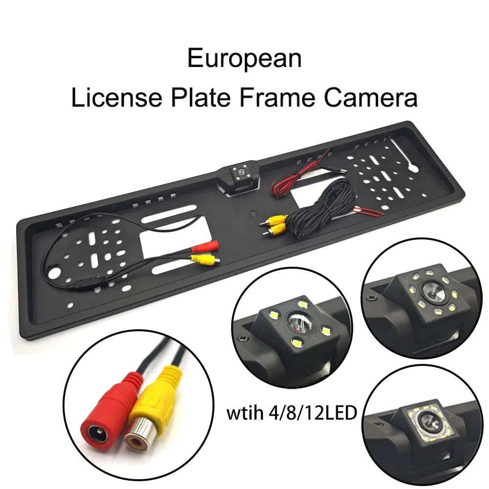 European License Plate Frame Backup Camera with Night Vision-4 LED