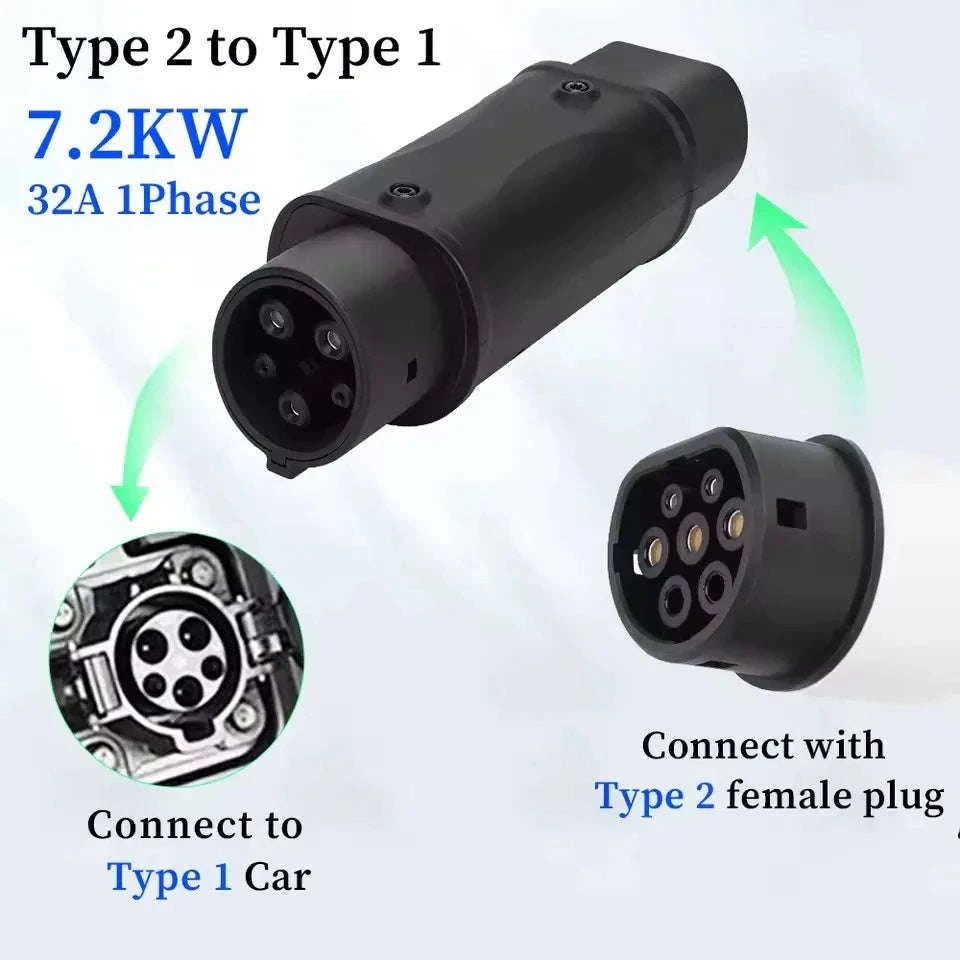 EV Charging Adapter Type 2 to Type 1 J1772 Converter-