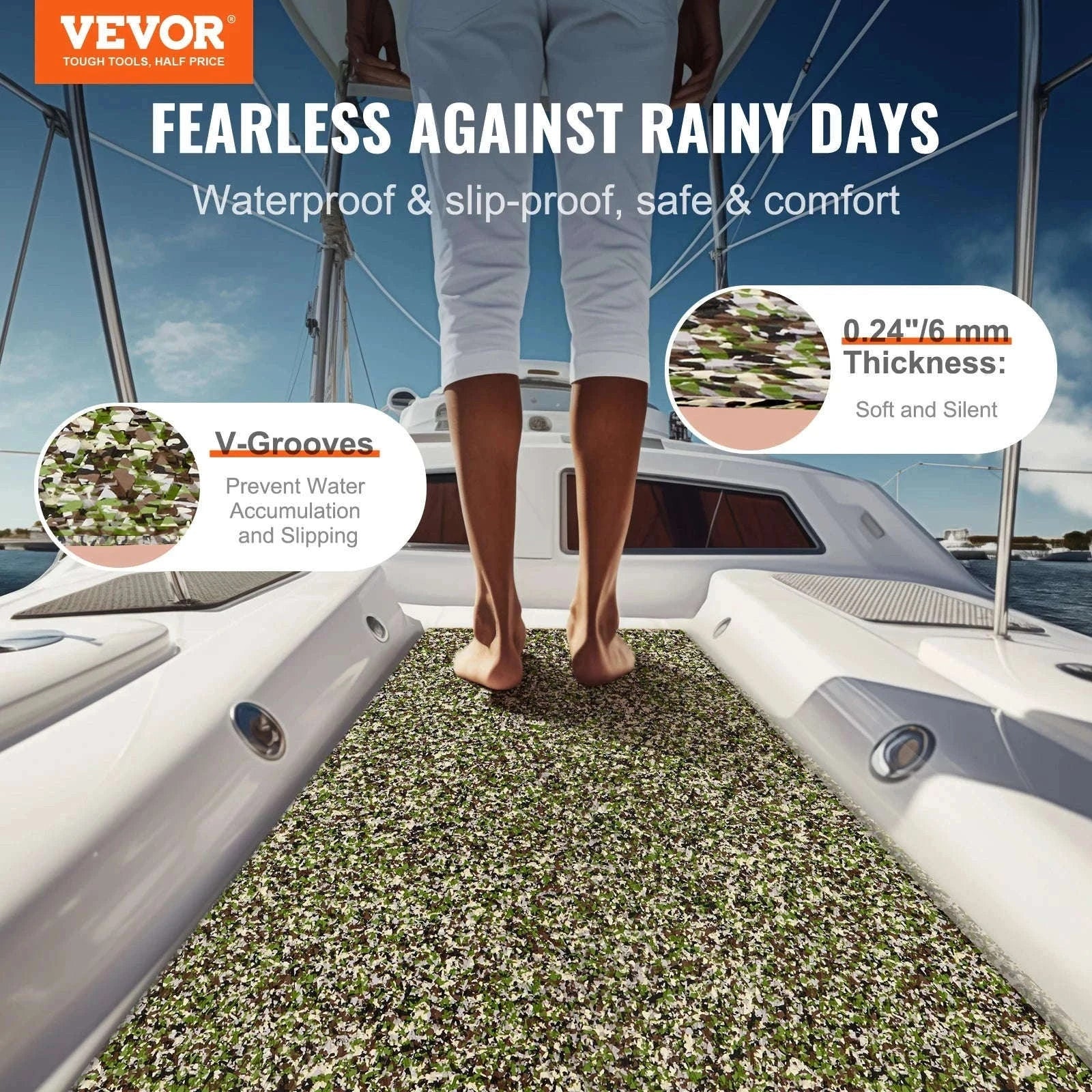 EVA Foam Boat Flooring Non-Slip Decking 31.1 sq.ft 2 Rolls-240x60x0.6CM / United States