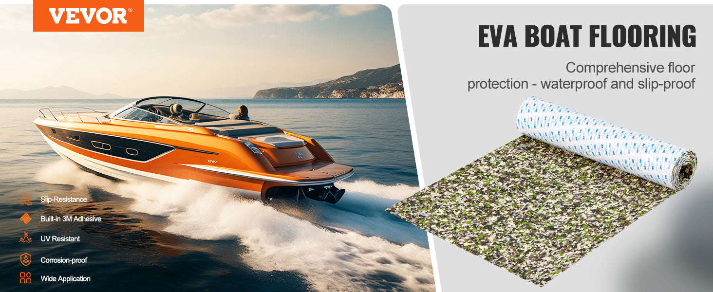 EVA Foam Boat Flooring Non-Slip Decking 31.1 sq.ft 2 Rolls-240x60x0.6CM / United States