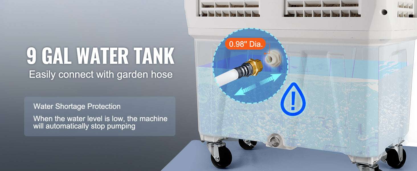Evaporative Air Cooler with Oscillation, 3 Speeds & 12H Timer-100W 32CM 5gallon / United States
