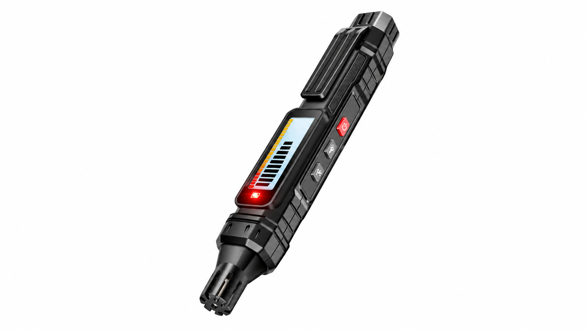 Unbranded combustible gas leak detector on a white background