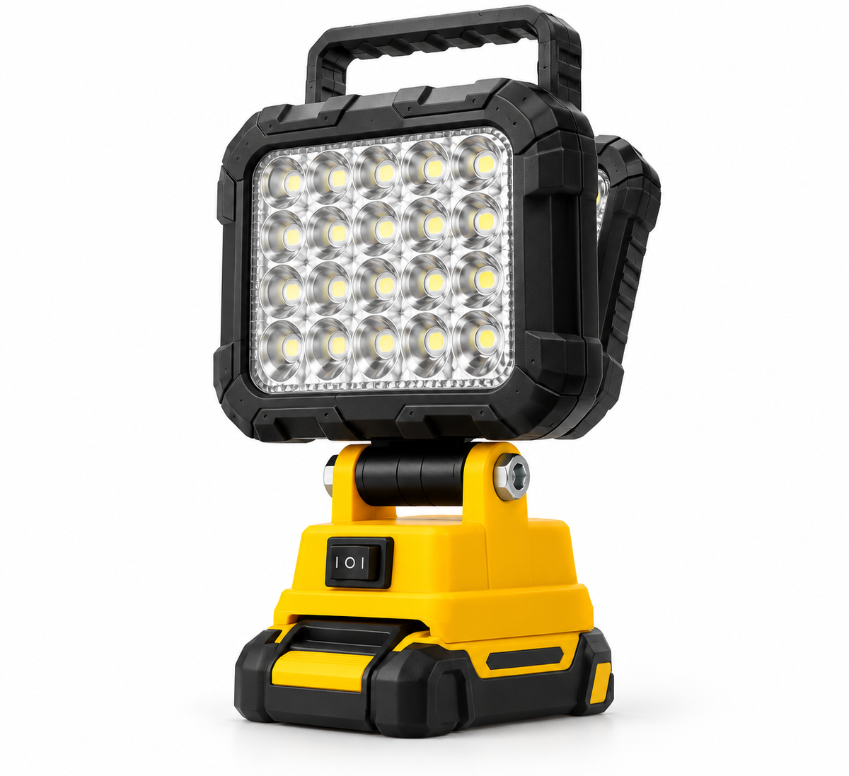 Unbranded cordless LED work light on a white background
