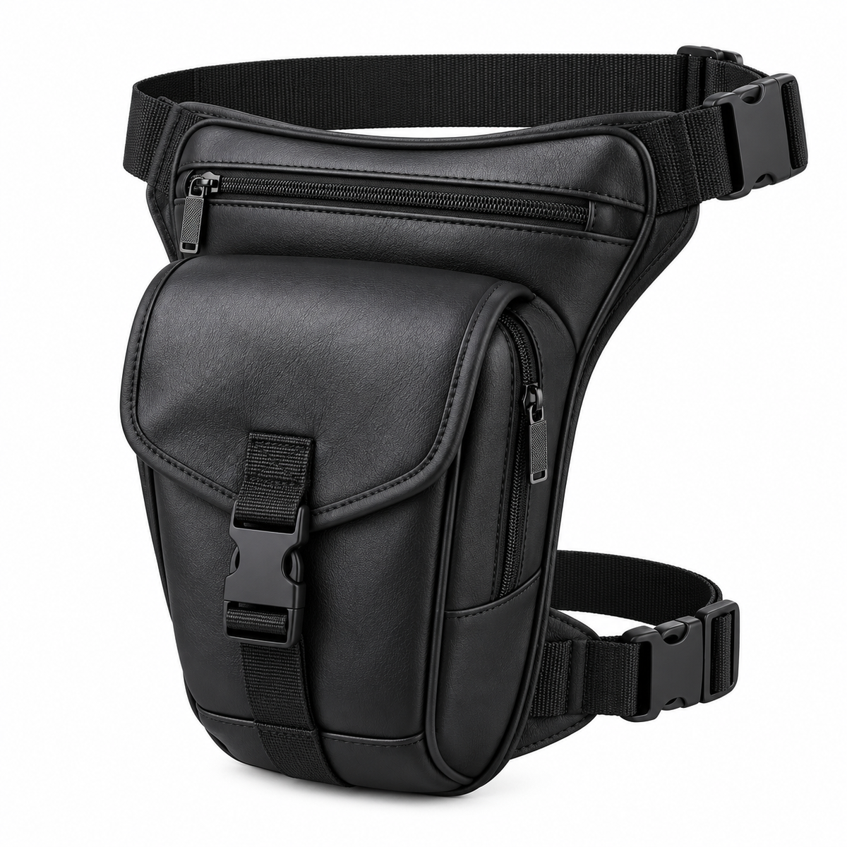 PU cycling leg bag on white background