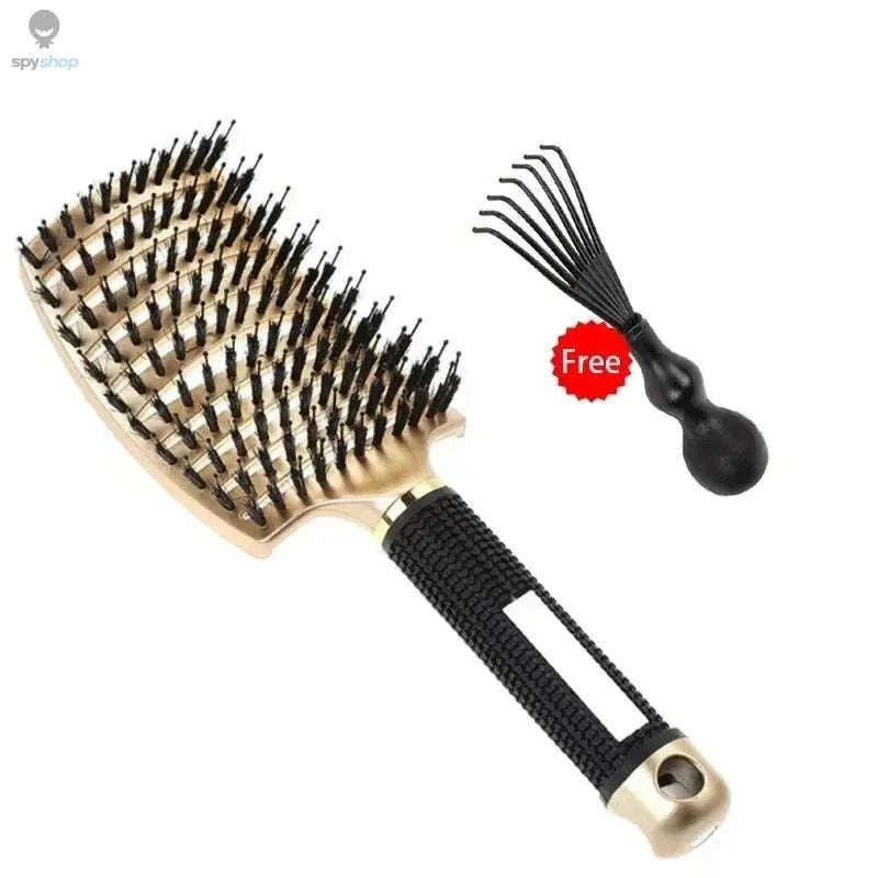 Exfoliating Hair Brush for Gentle Scalp Care and Detangling-Black-HuLQingJieZhua