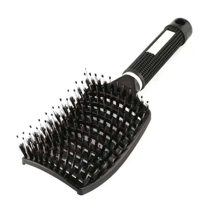 Exfoliating Hair Brush for Gentle Scalp Care and Detangling-Black-HuLQingJieZhua