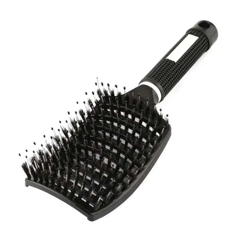 Exfoliating Hair Brush – Gentle Scalp Care and Easy Detangling for Wet & Curly Hair-Black-HuLQingJieZhua