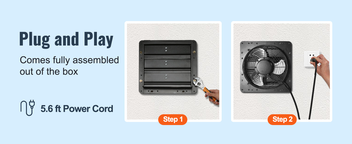SucceBuy Shutter Exhaust Fan AC/ EC-motor 10-Speed Adjustable Wall Mount Attic Ventilation and Cooling for Greenhouses Garages
