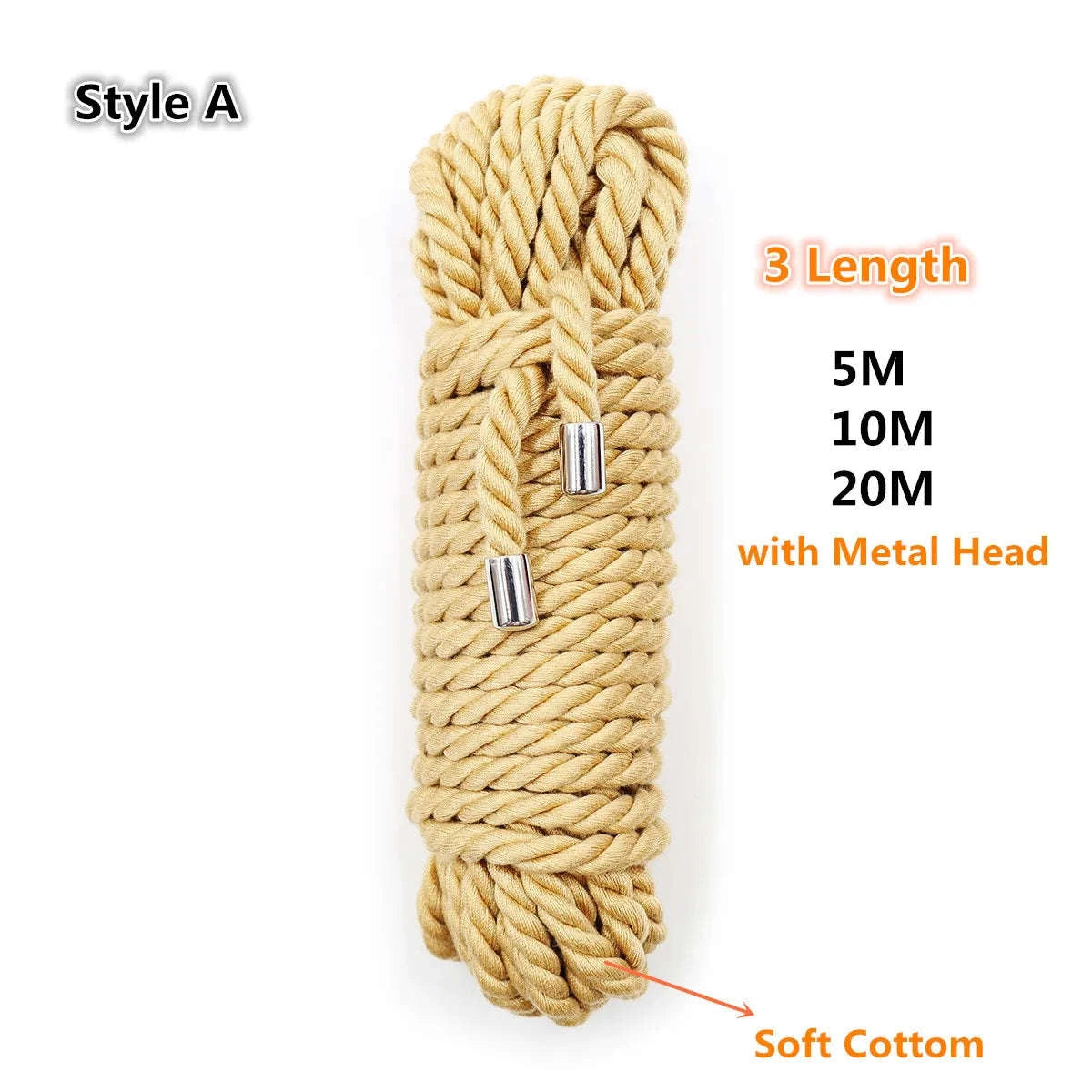 Exotic Shibari Accessory | Handcuffs & Bondage Rope for Role Play Fun-Style A 10M
