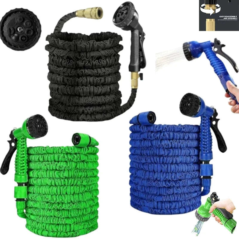 Expandable Garden Hose with 7‑Mode Spray Nozzle-Blue / 150ft / UNITED KINGDOM