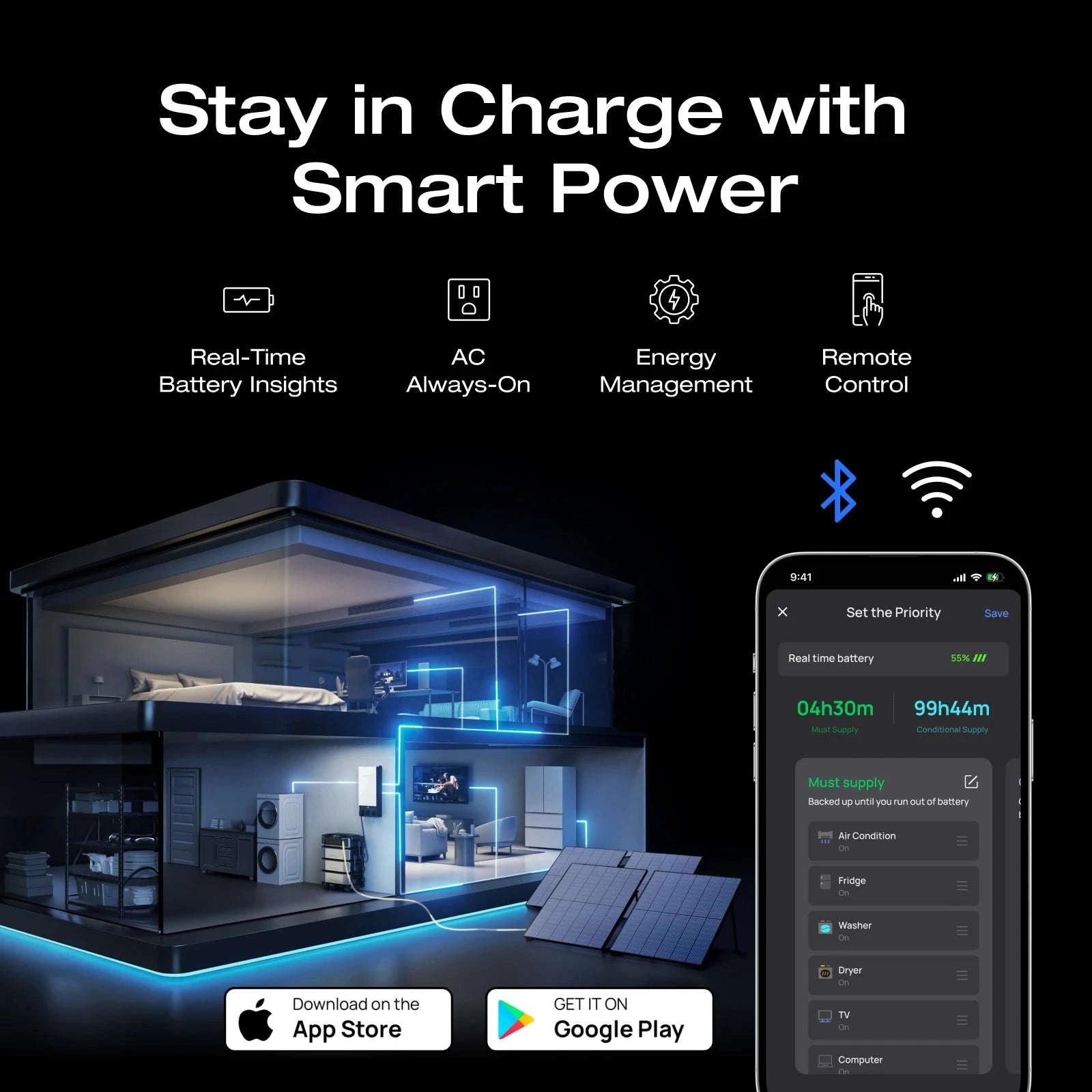 Expandable Power Station with Extra Battery, 7200W 120/240V, 12kWh LiFePO4 Backup-United States / US