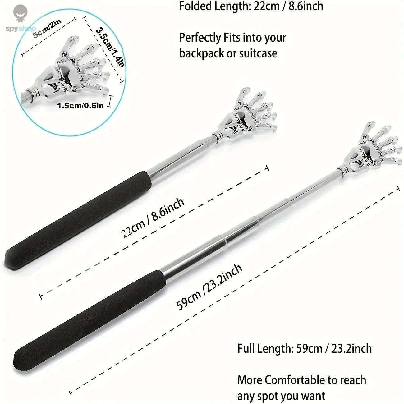 Extendable Stainless Steel Back Scratcher for Quick Relief-BALCK