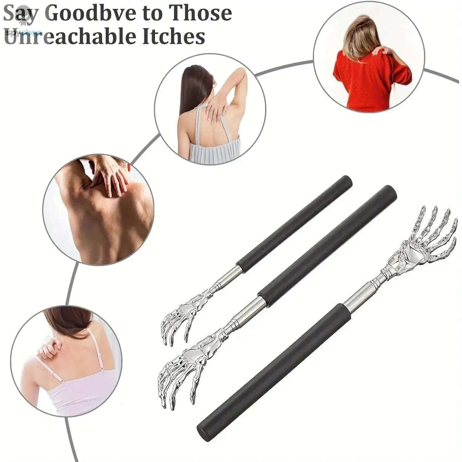 Extendable Stainless Steel Back Scratcher for Quick Relief-BALCK