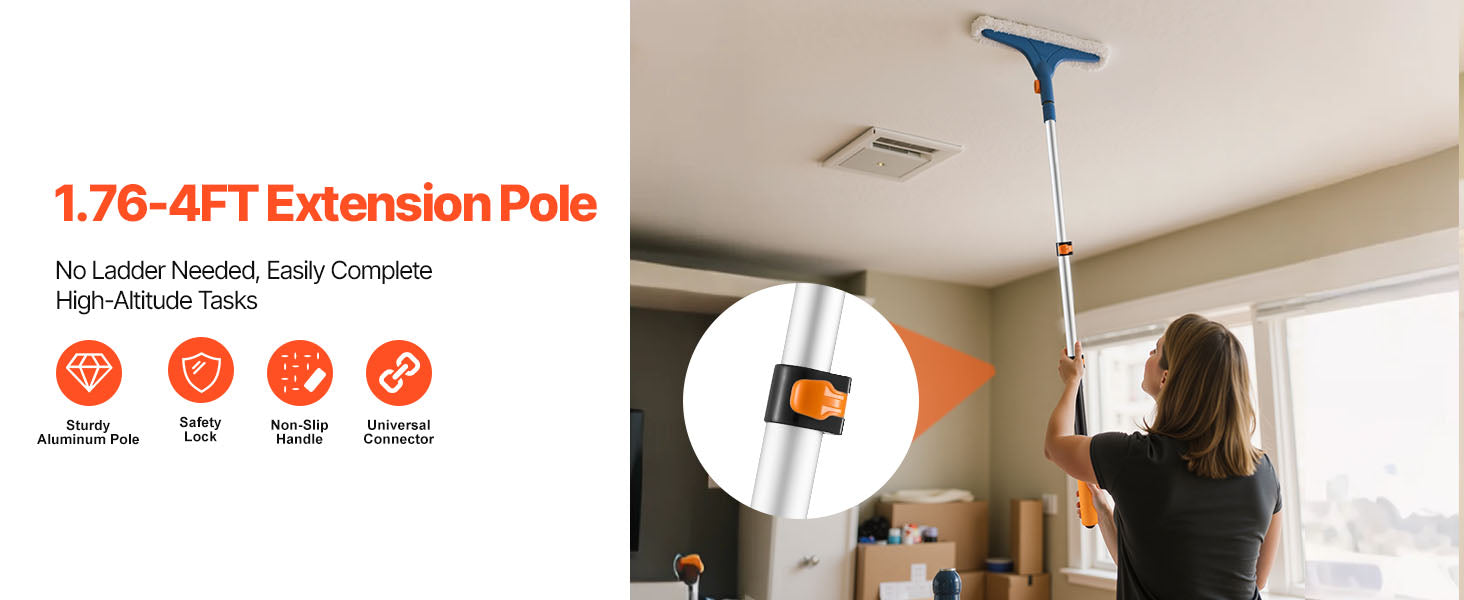 SucceBuy Telescopic Extension Pole Multi-Purpose Extendable Pole Sturdy Aluminum Alloy Paint Pole Extension Reach Roller Stick