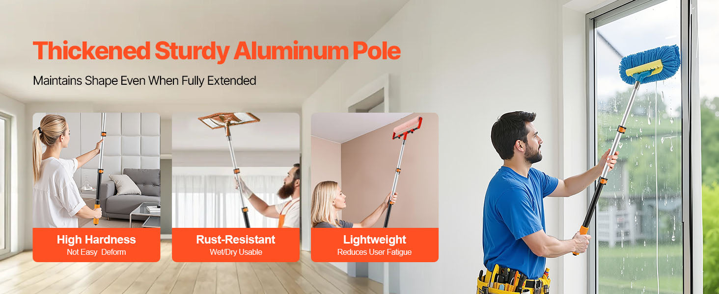 SucceBuy Telescopic Extension Pole Multi-Purpose Extendable Pole Sturdy Aluminum Alloy Paint Pole Extension Reach Roller Stick