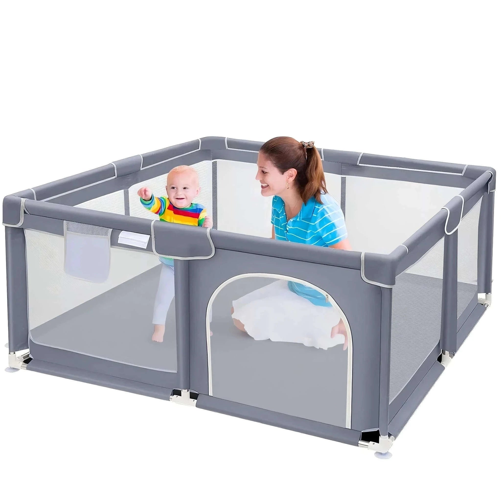 Extra Large Baby Playpen for Indoor and Outdoor Use, 360° Visibility-United States