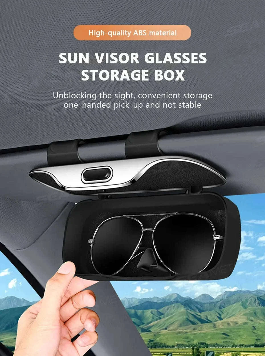 Extra-Large Car Glasses Case for Sun Visor-Brown 1pc