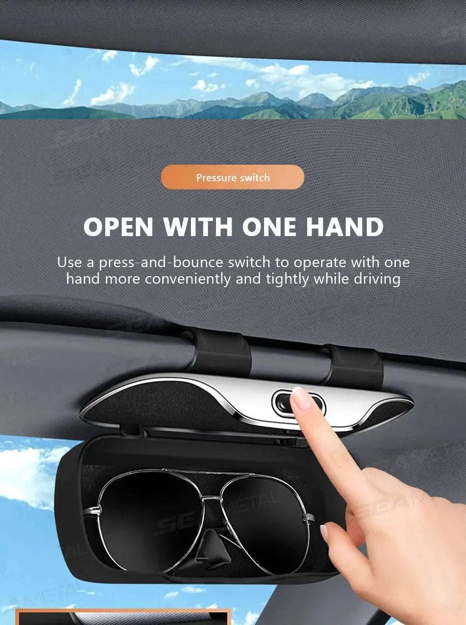 Extra-Large Car Glasses Case for Sun Visor-Brown 1pc